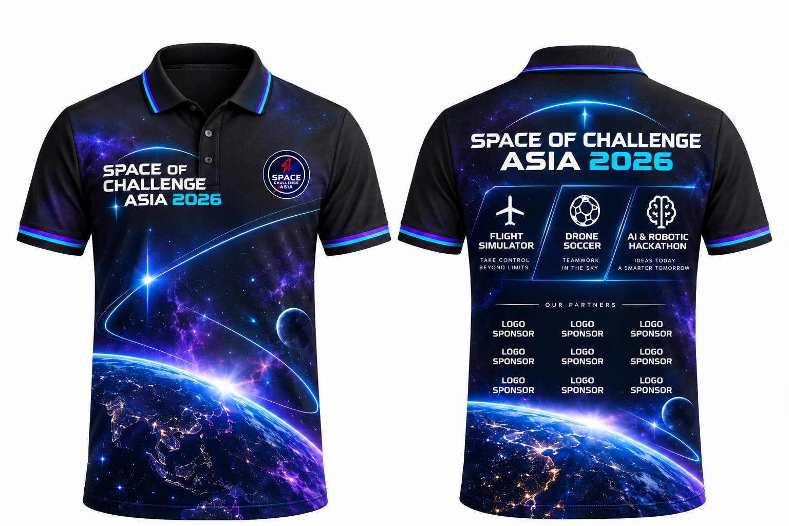 Space of Challenge Asia 2026 competition shirt, front and back